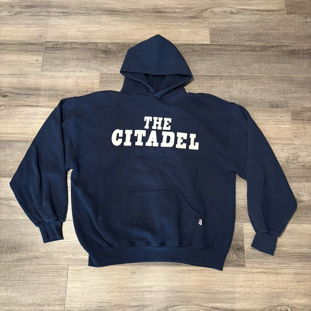 Vintage The Citadel Russell Athletic Sweatshirt Mens XL Blue Hoodie 90s